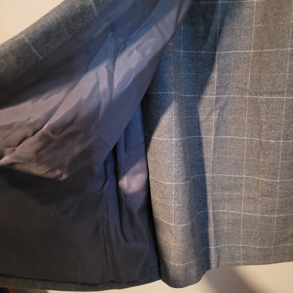 VINTAGE Saks Fifth Avenue Wool Wrap Gray Window Pane Skirt SZ 10 - Picture 2 of 5